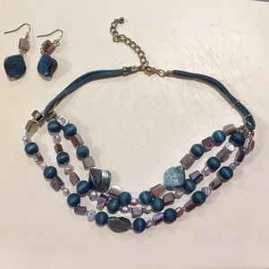 Beaded Necklace and Earrings Set